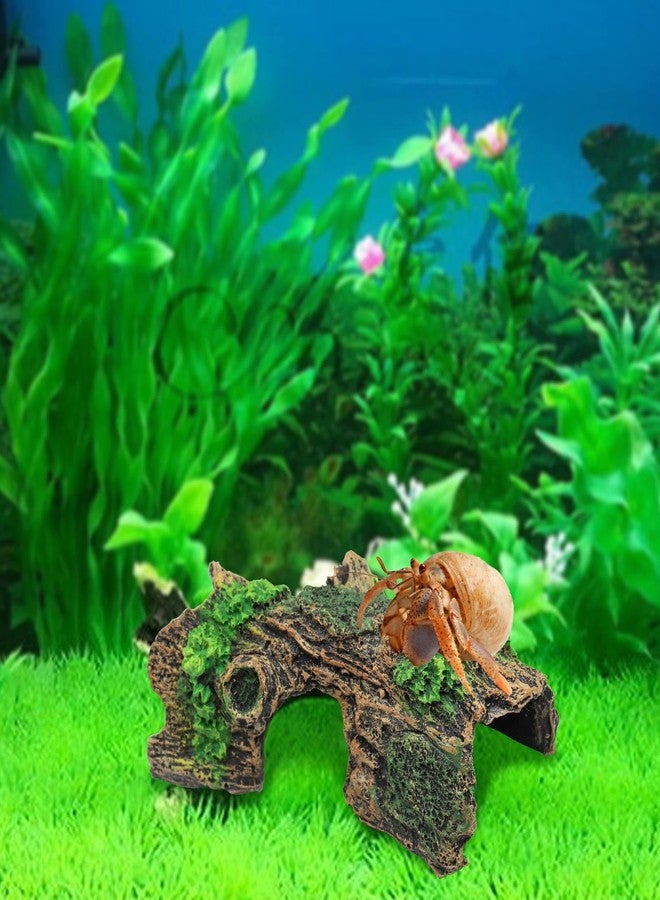 Oooct Hermit Crab Climbing Toy, Aquarium Betta Fish Hideout Caves, Resin Hollow Tree Trunk Ornament, Tank or Aquarium Decorations, Climbing and Hide Toy for Reptile Lizard Newt Hermit Crab - Image 2